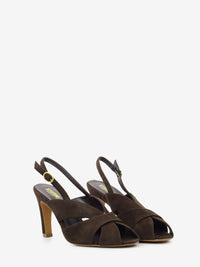 Dark brown suede sandal