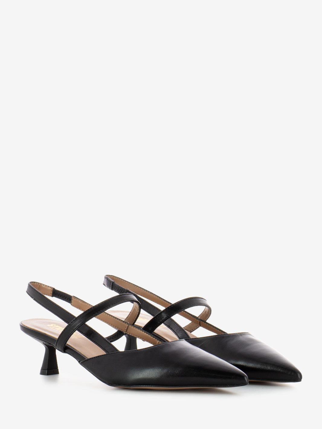 Sandalo in pelle cinturino elastico nero