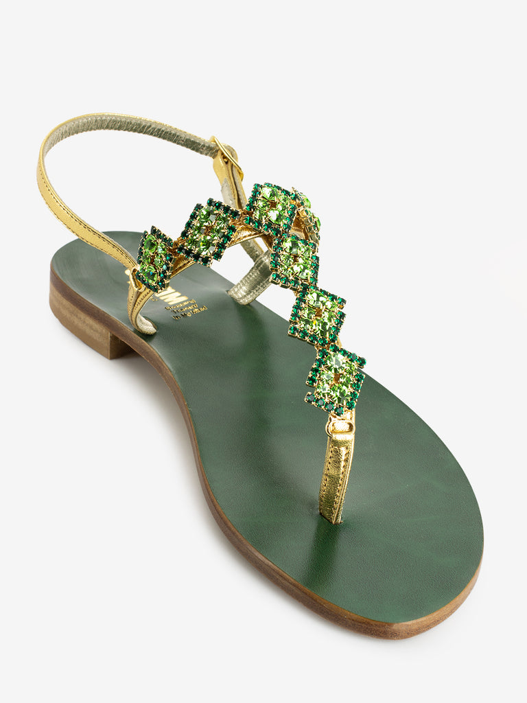STIMM - Sandalo infradito Positano oro / verde
