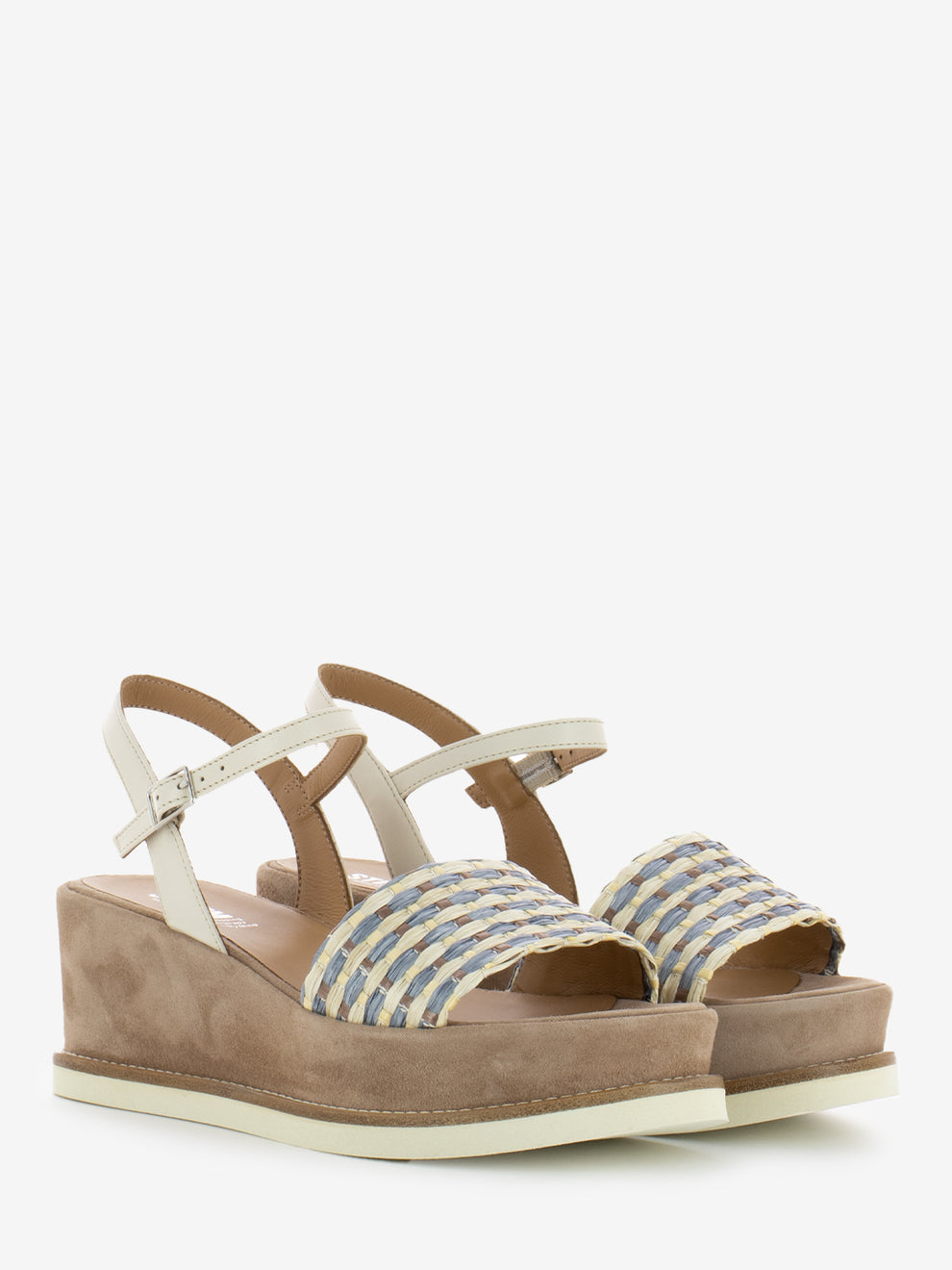 Sandalo zeppa Jil raffia multicolor