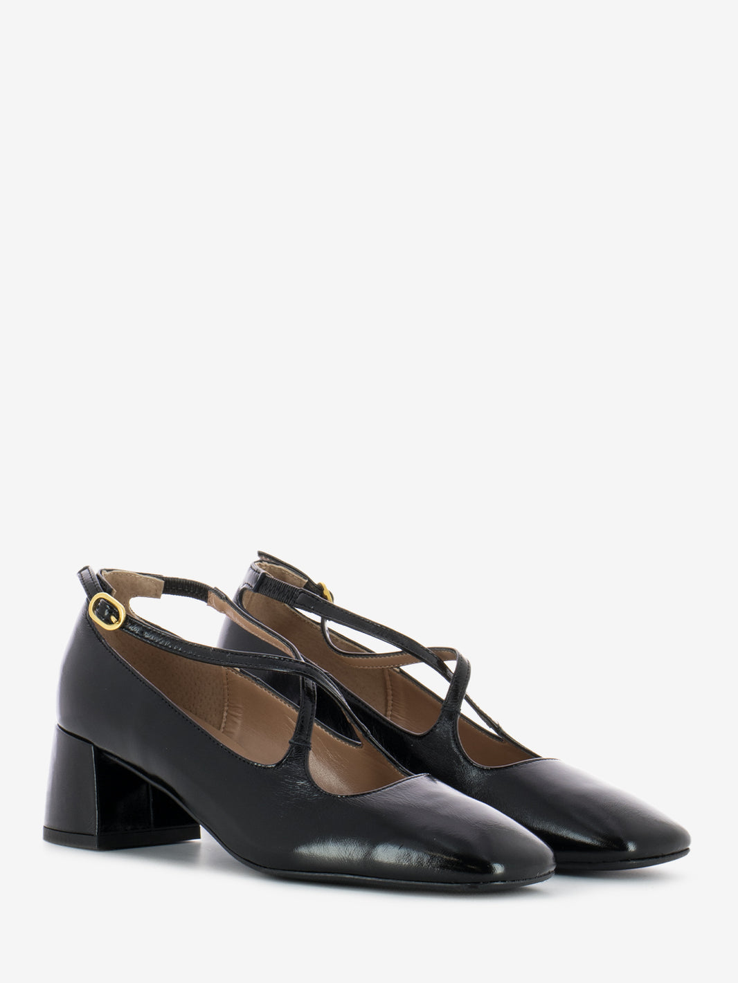 Scarpe alla bebè con cinturini incrociati nero