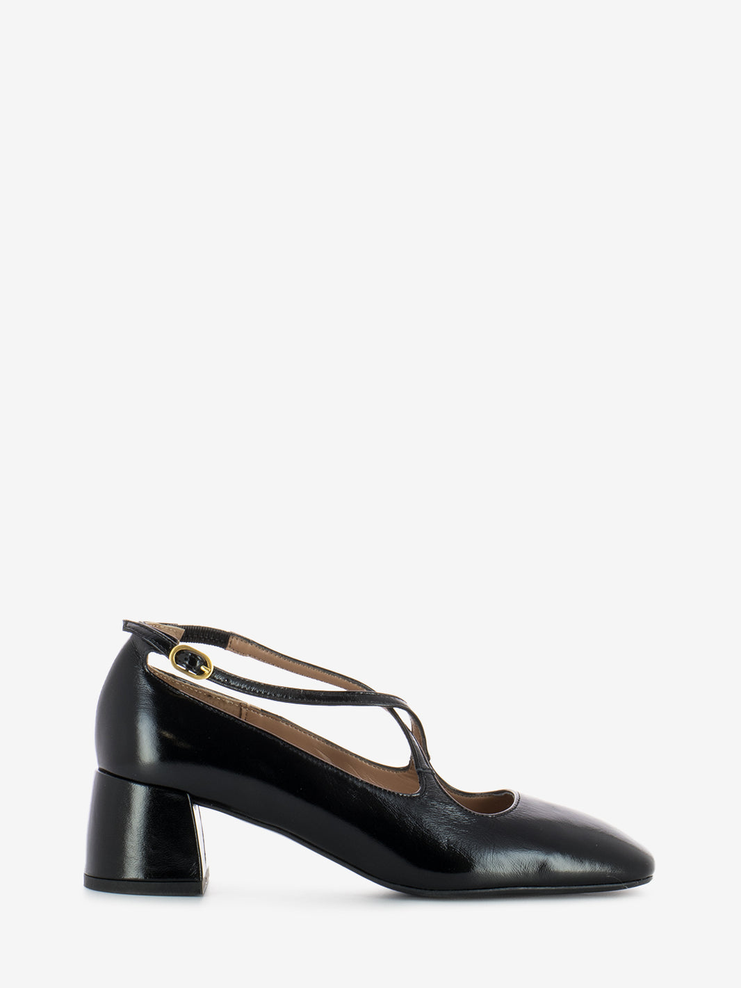 Scarpe alla bebè con cinturini incrociati nero