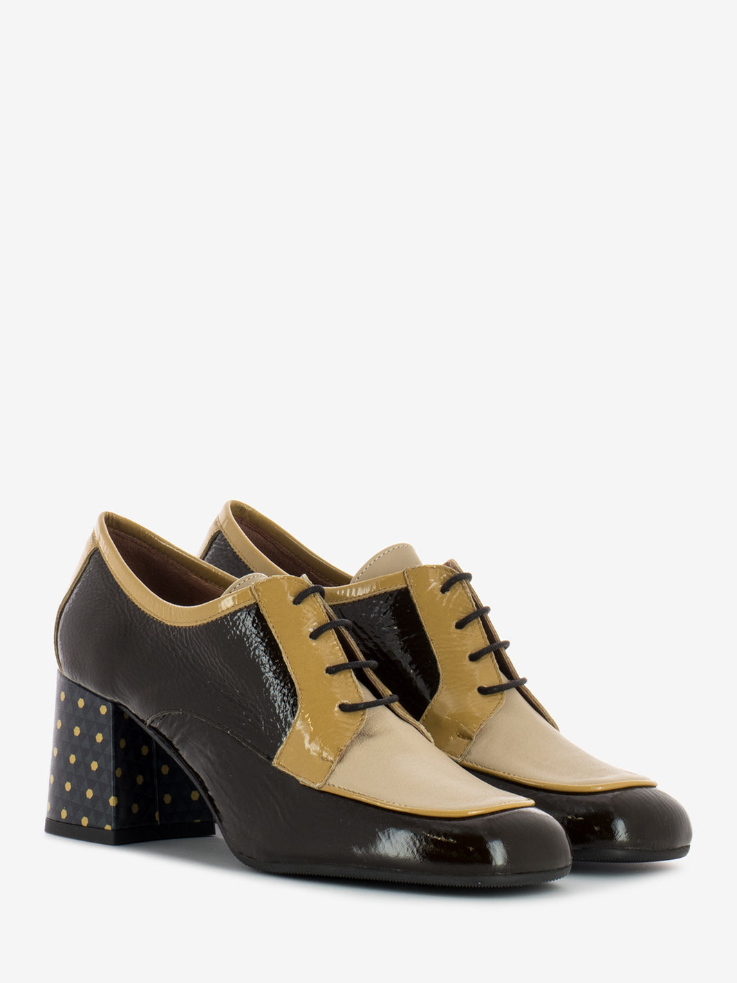 Scarpe con lacci naplack militare / crema / ocra