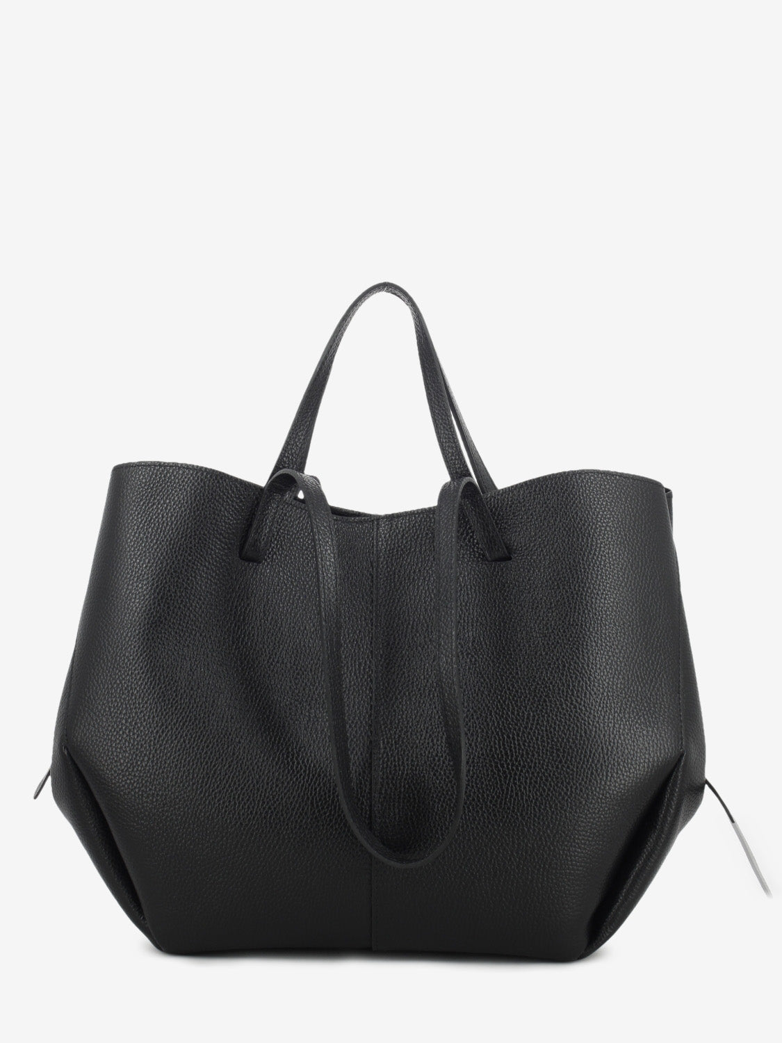 Shopping bag in pelle martellata black