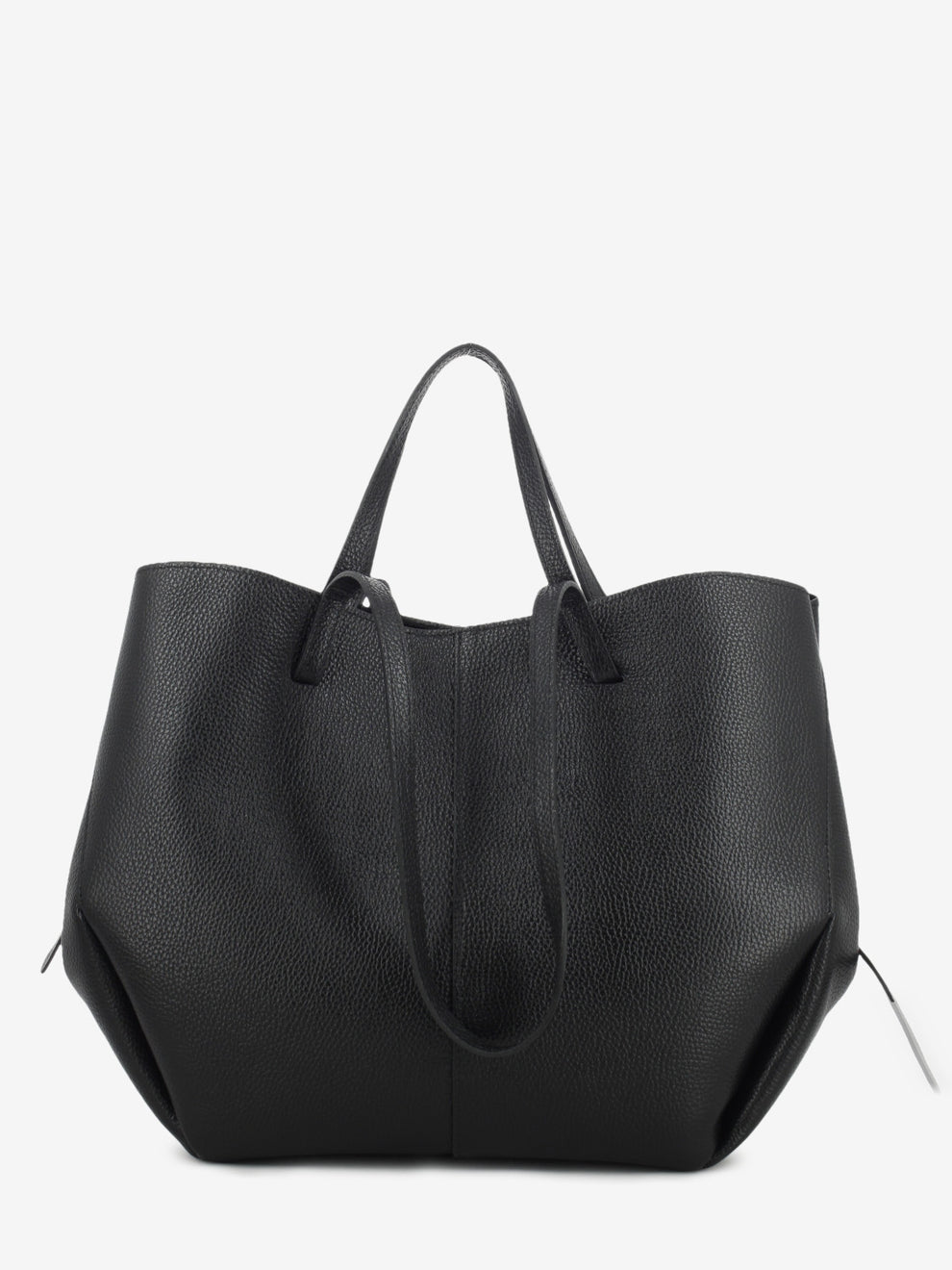 Shopping bag in pelle martellata black