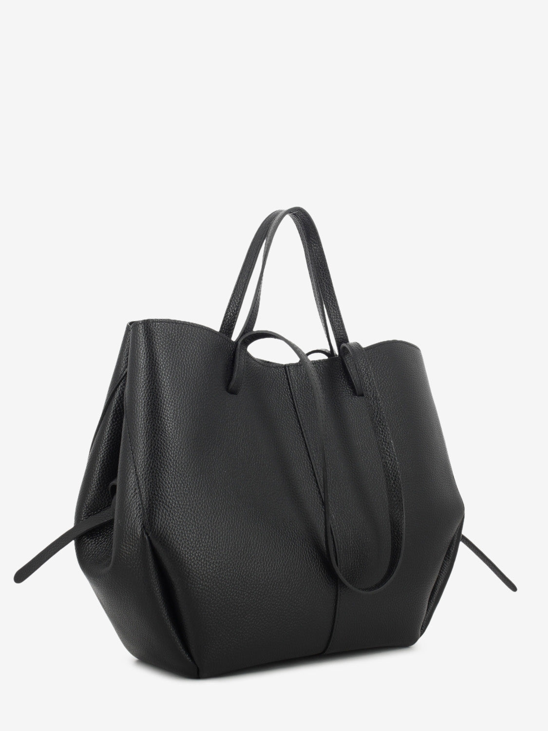 Shopping bag in pelle martellata black