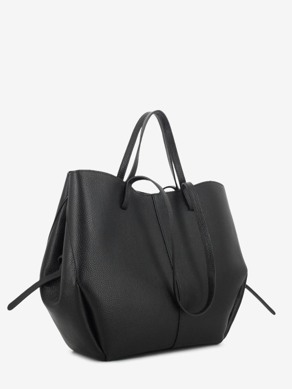 Shopping bag in pelle martellata black