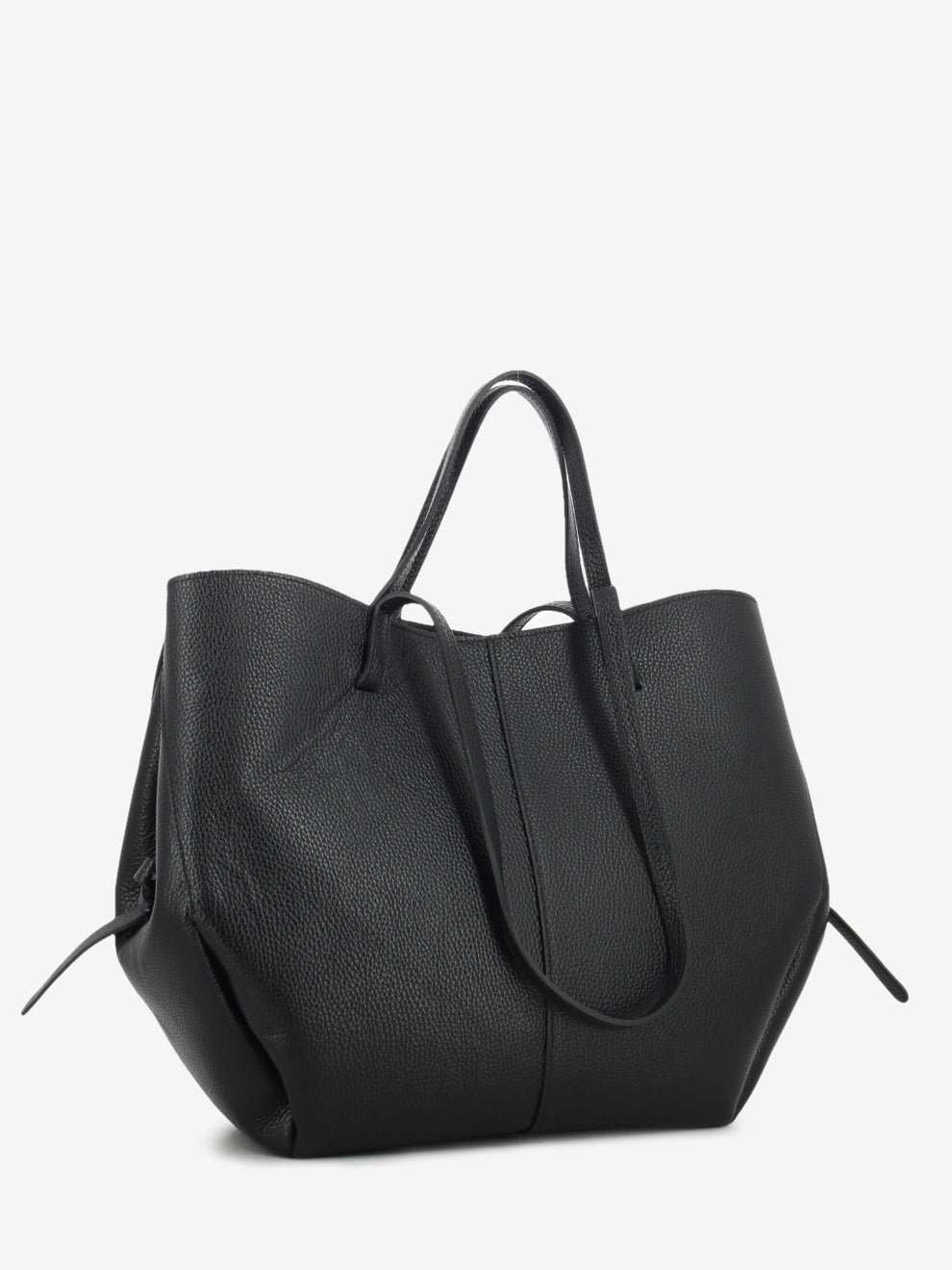 Shopping bag in pelle martellata black