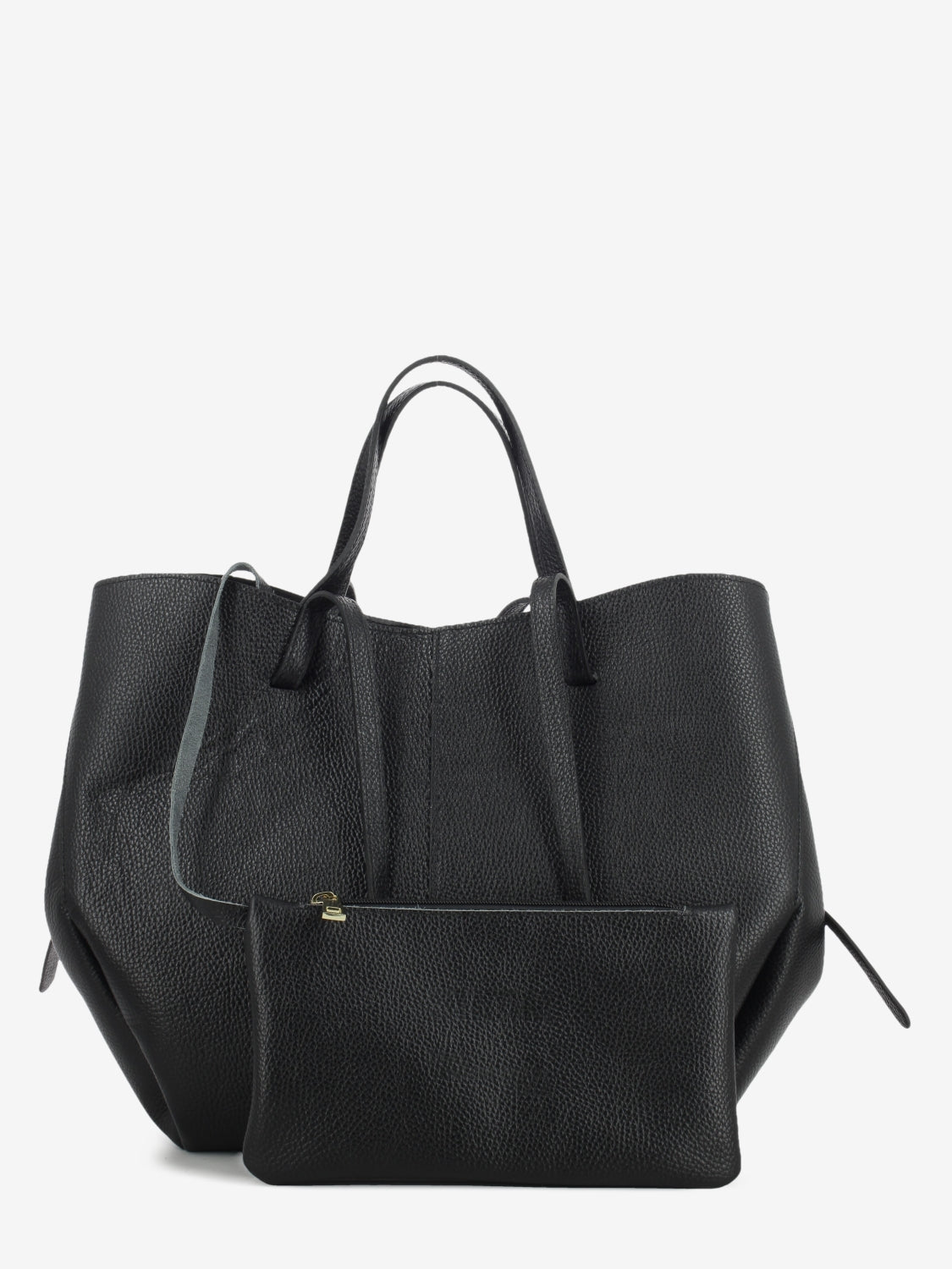 Shopping bag in pelle martellata black