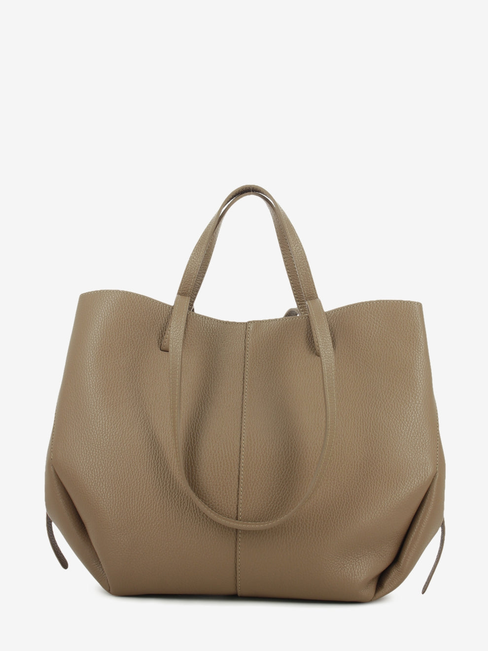 Tobacco hammered leather shopping bag
