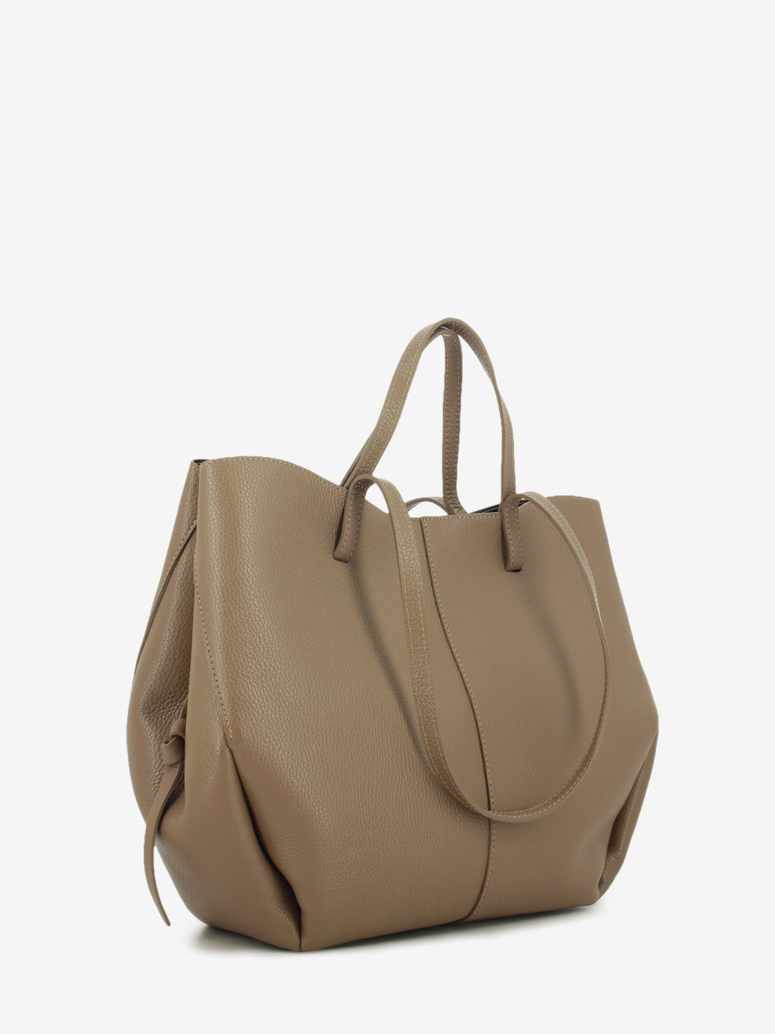 Tobacco hammered leather shopping bag