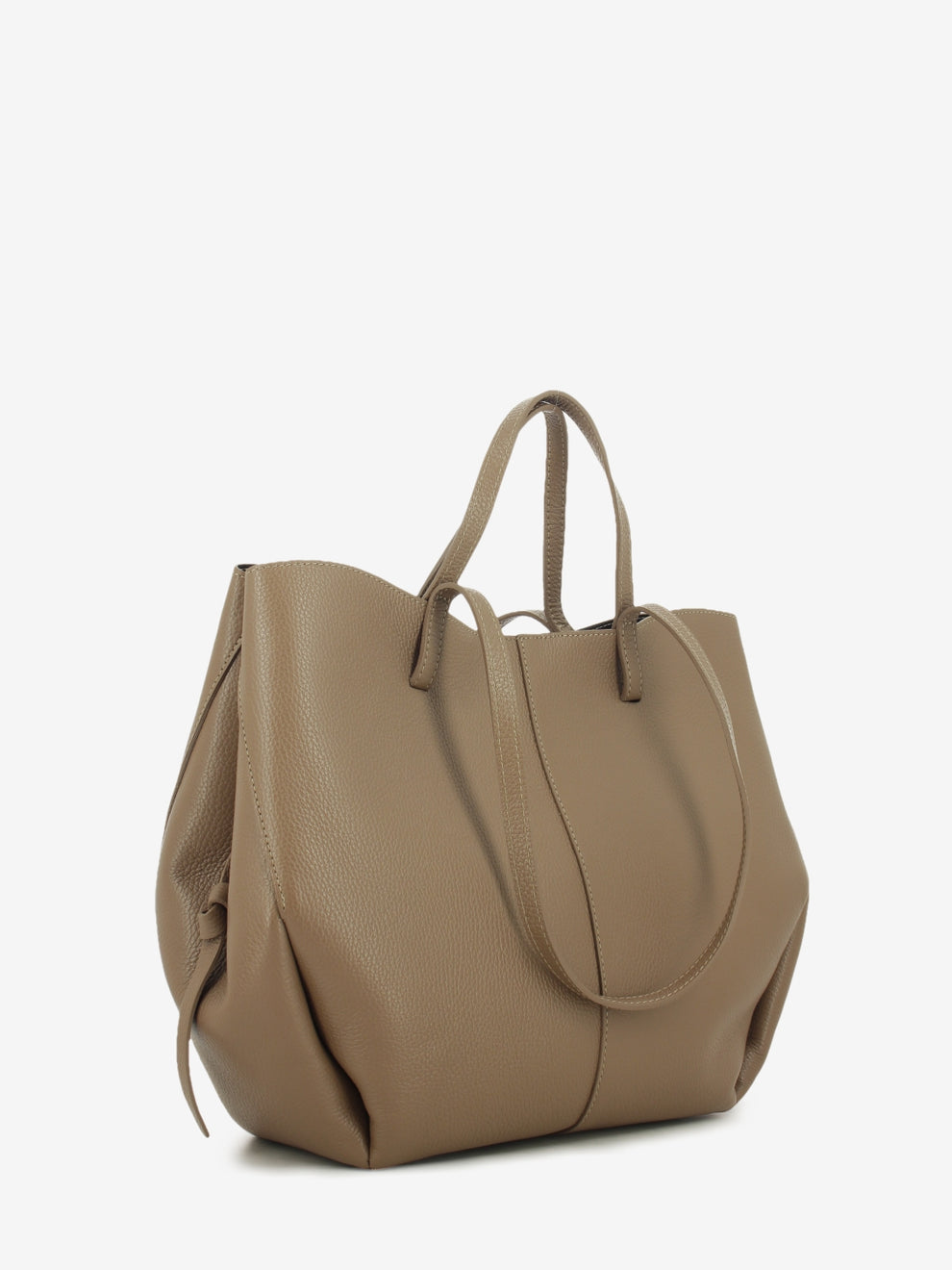 Tobacco hammered leather shopping bag