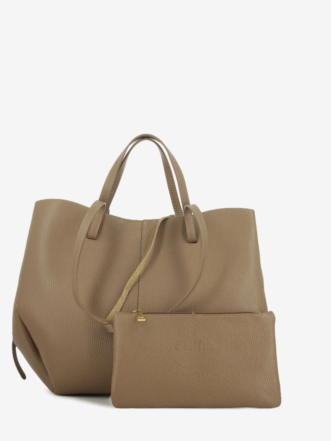 Tobacco hammered leather shopping bag