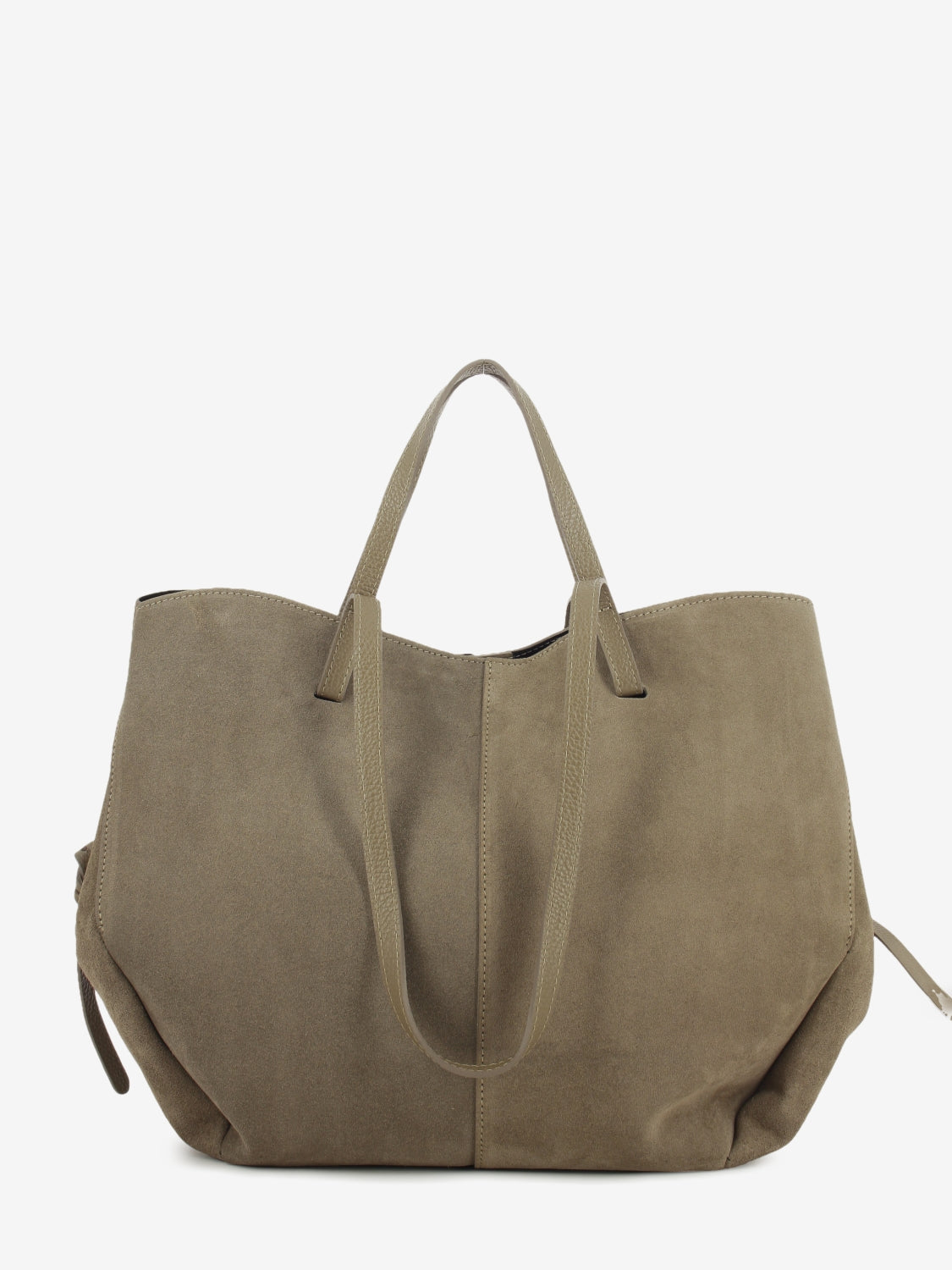 Shopping bag in suede taupe