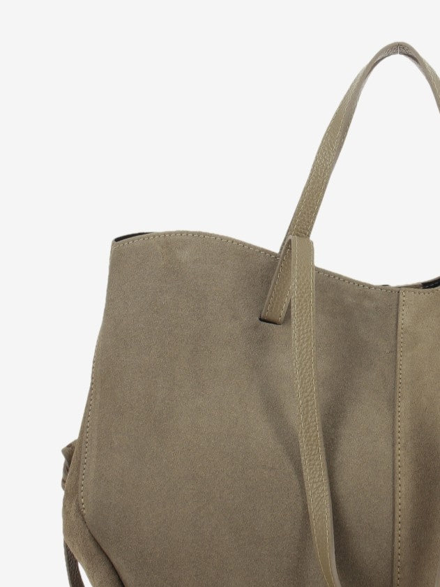 Shopping bag in suede taupe