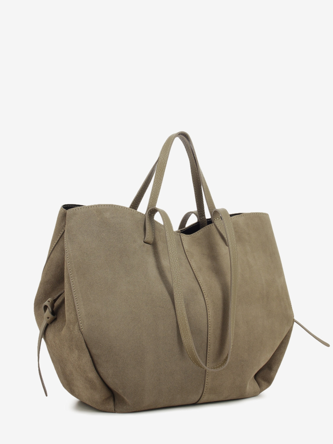 Shopping bag in suede taupe