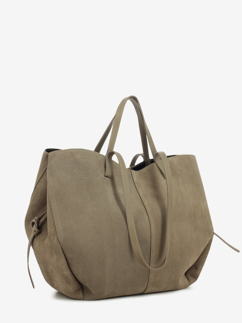 Shopping bag in suede taupe