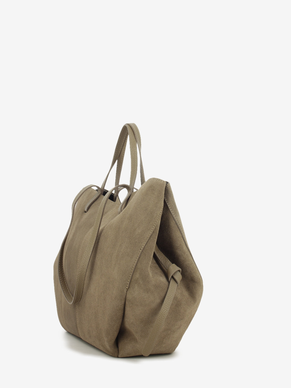 Shopping bag in suede taupe
