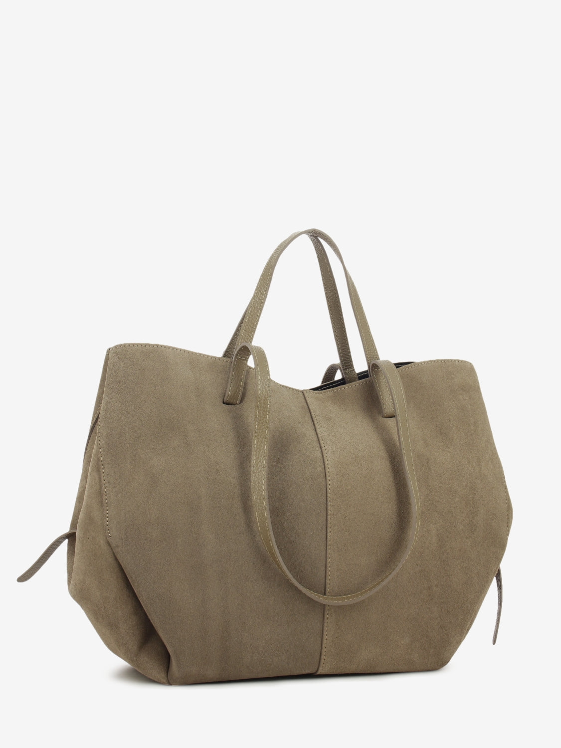 Shopping bag in suede taupe