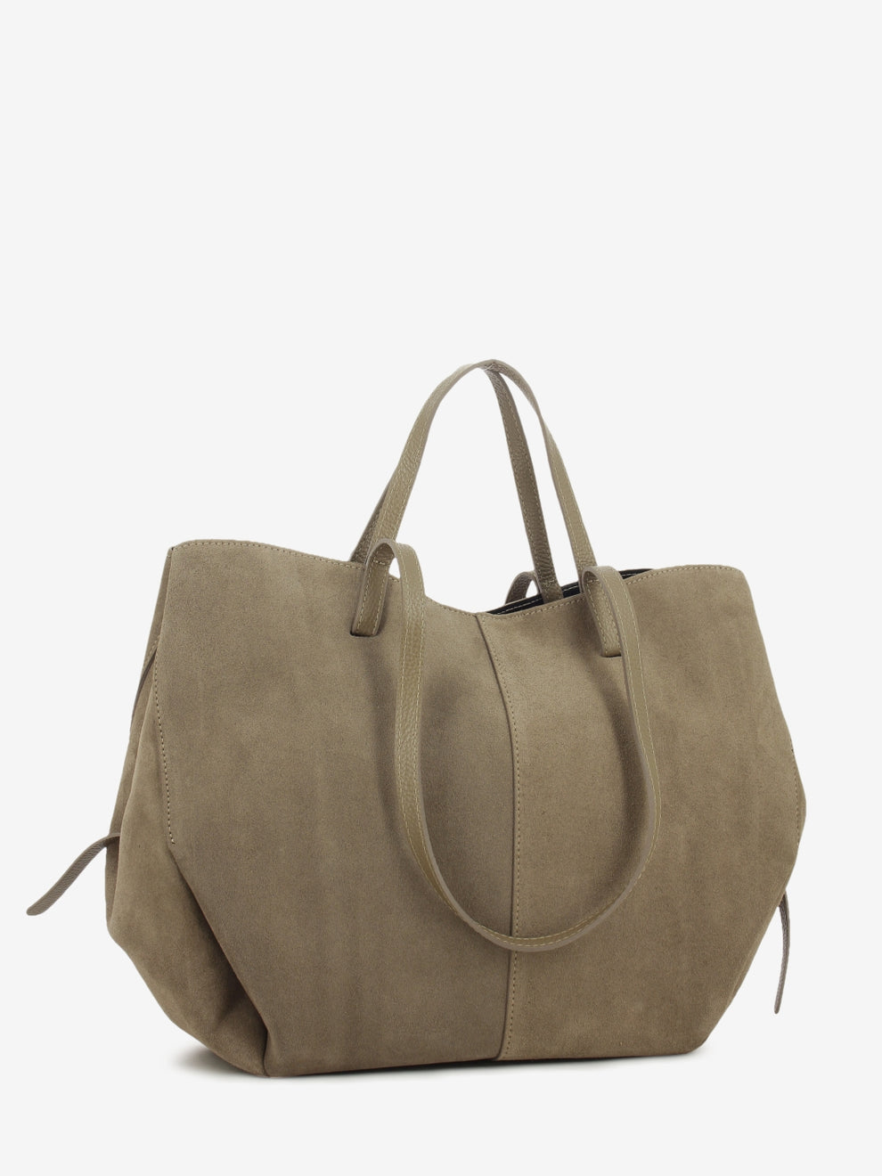 Shopping bag in suede taupe