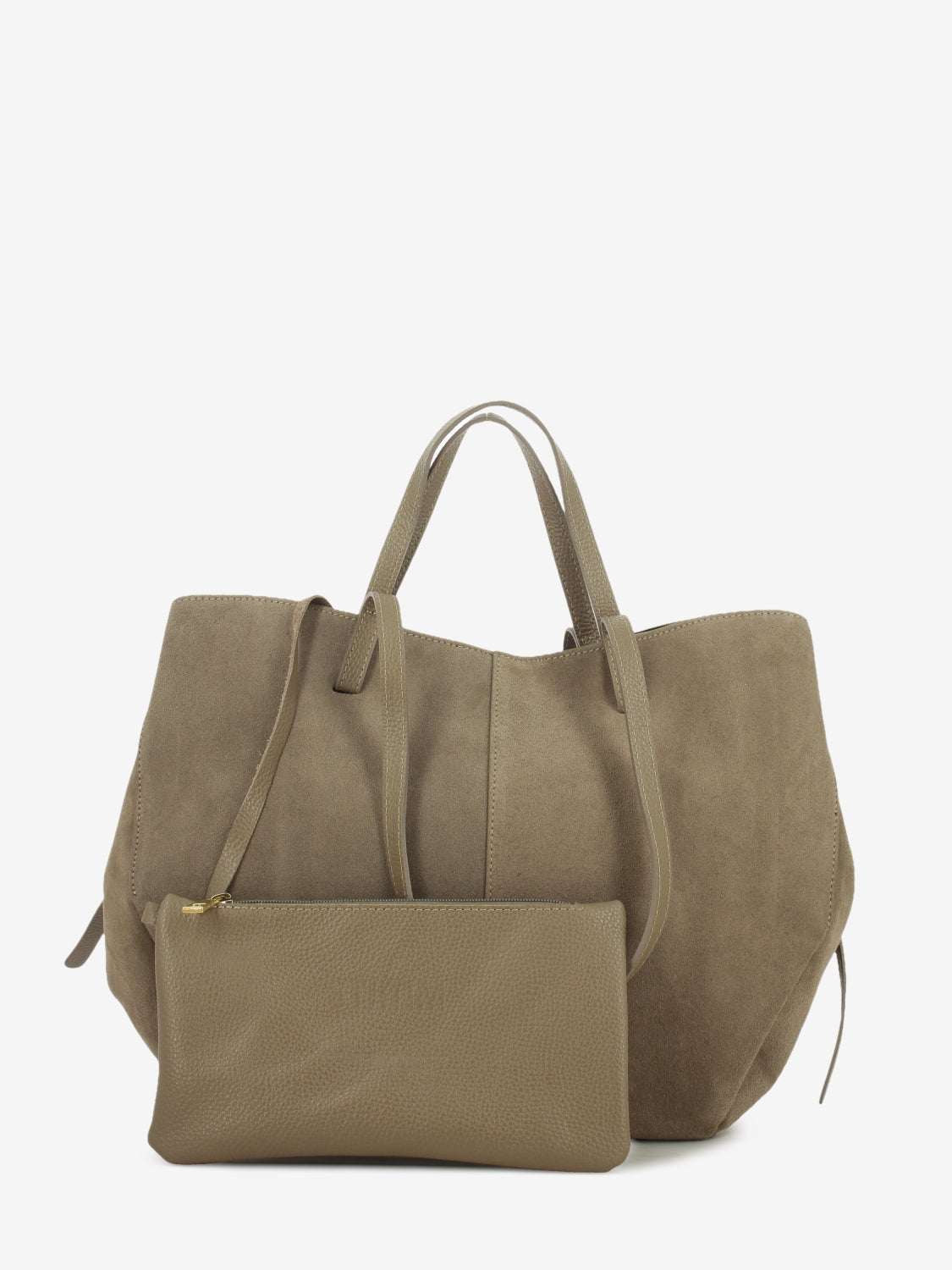 Shopping bag in suede taupe