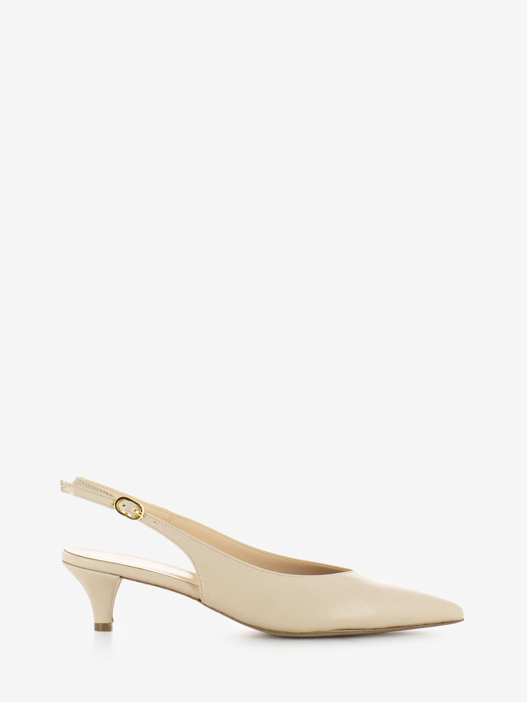 Slingback a punta con centurino beige