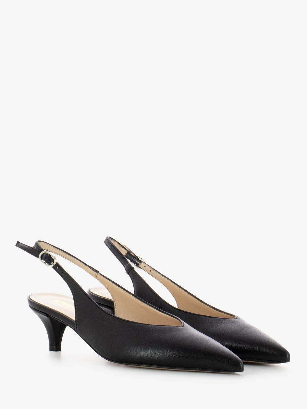 Slingback a punta con centurino nero