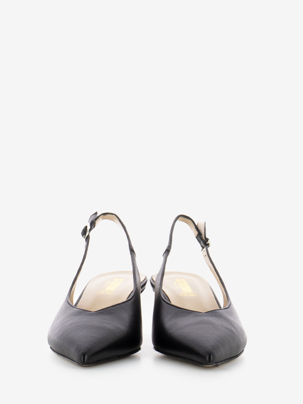 Slingback a punta con centurino nero