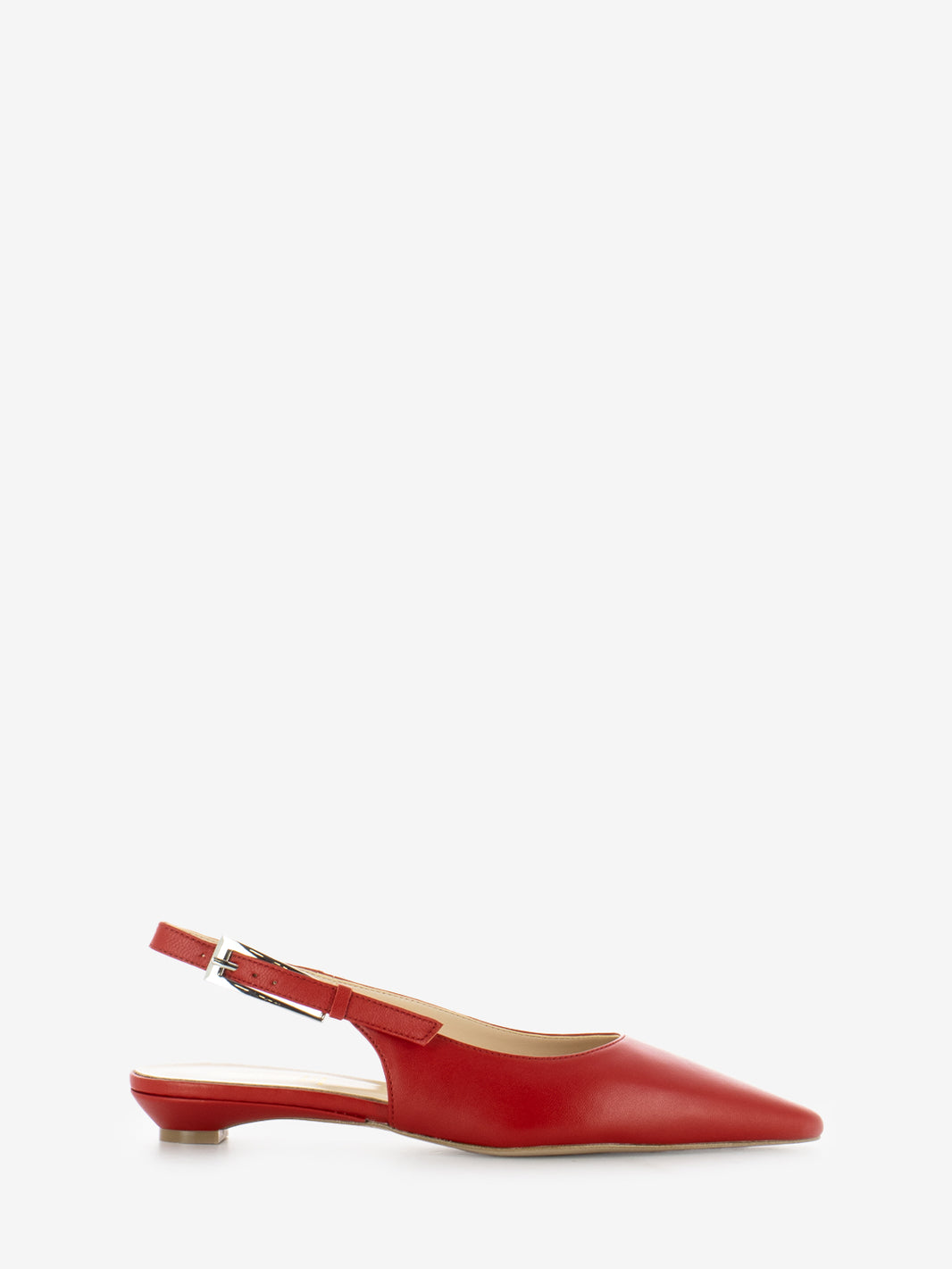 Slingback a punta con tacco basso rosso