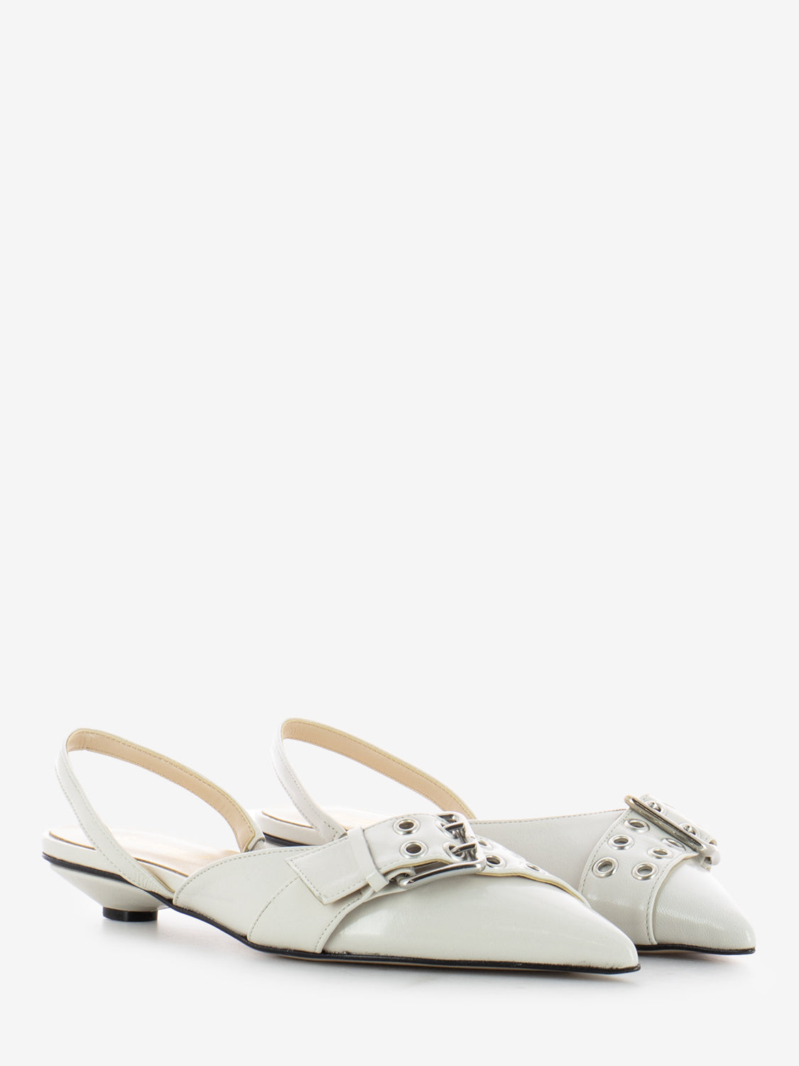 Slingback bassa a punta con cinturino sasso