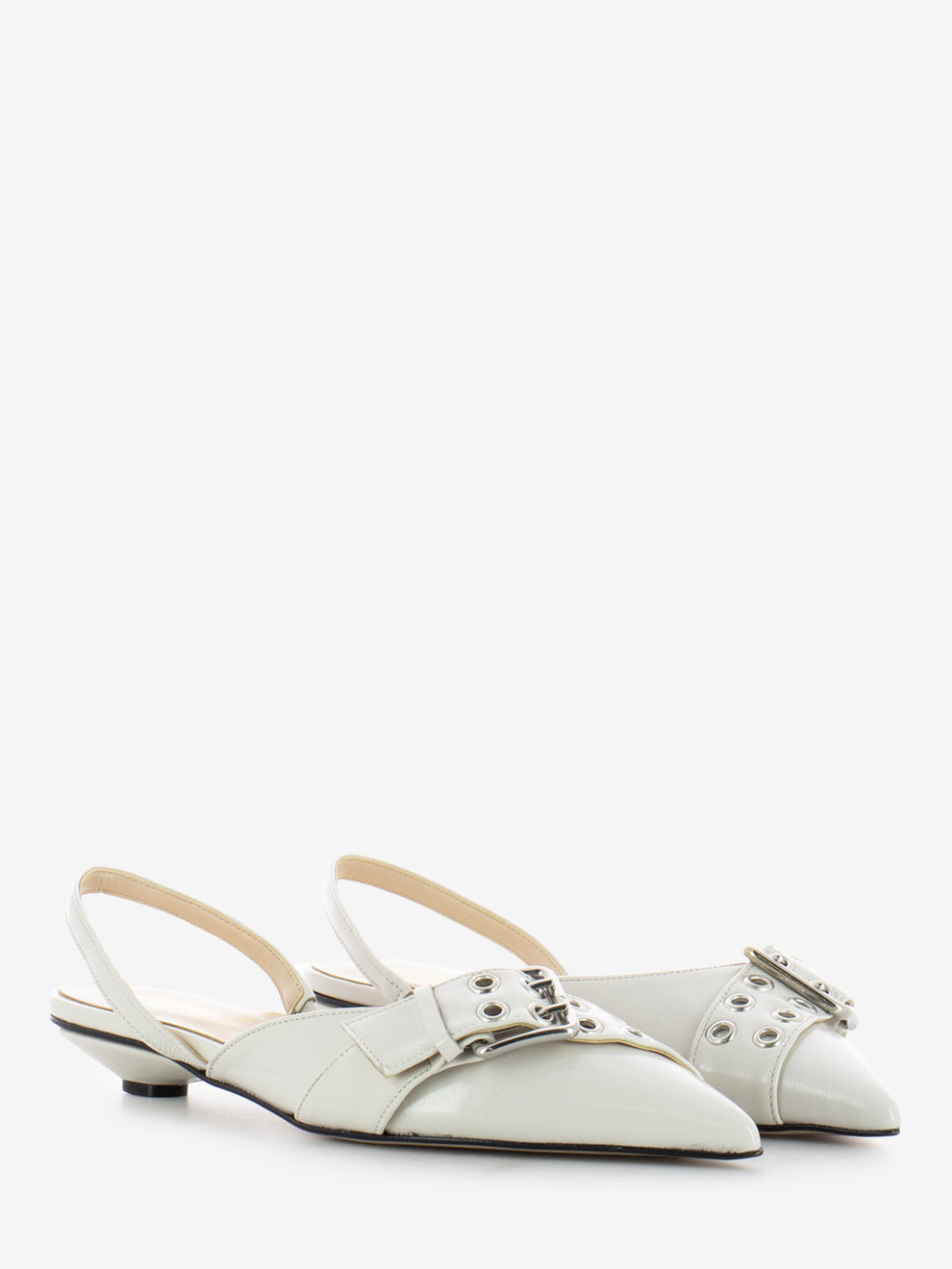 Slingback bassa a punta con cinturino sasso