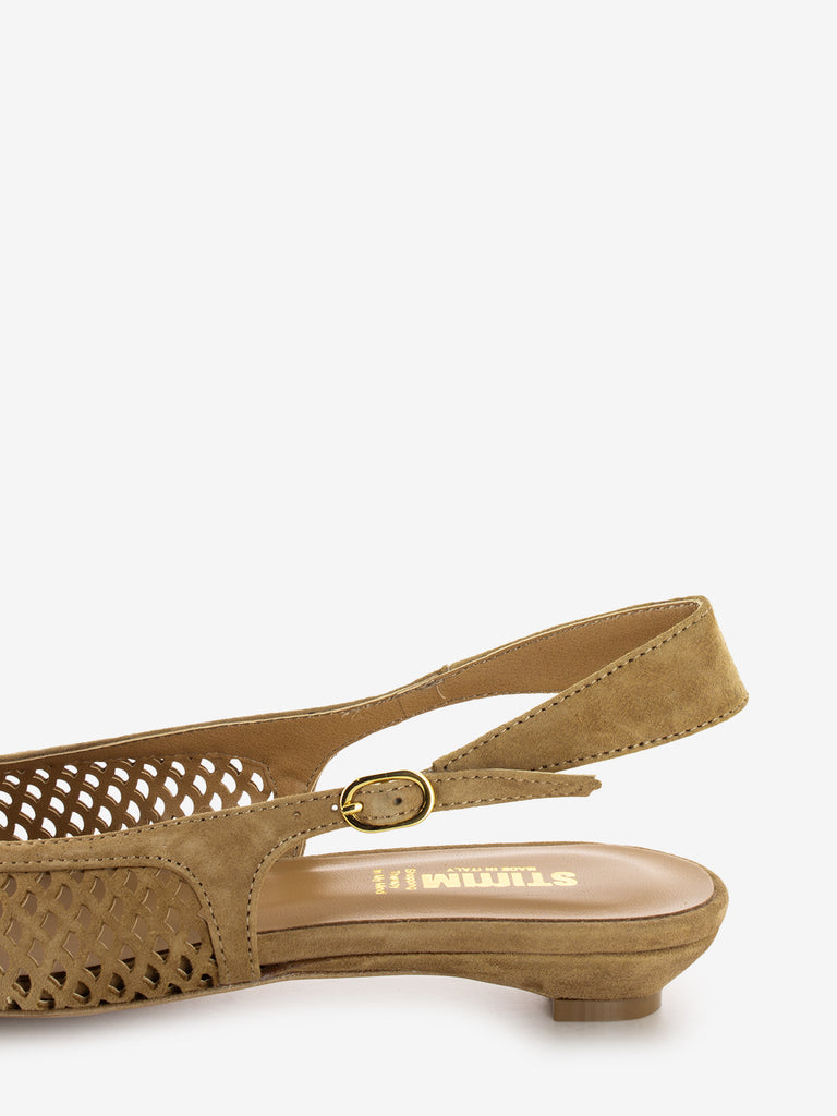 STIMM - Slingback bassa a punta traforata camel