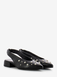 Slingback basse con borchie nero