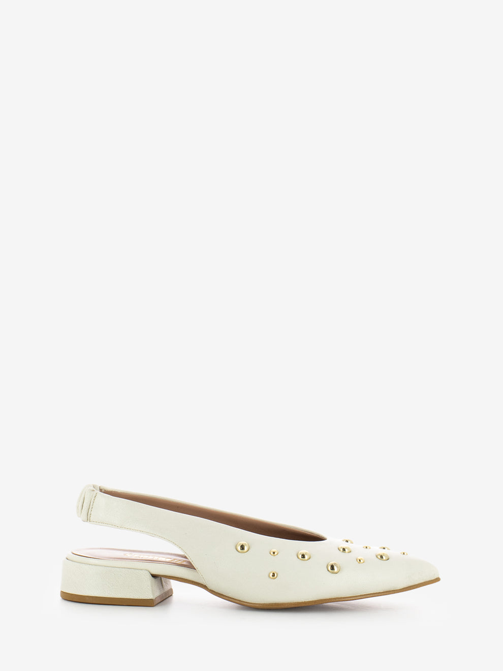 Slingback basse con borchie panna