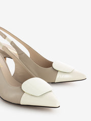 STIMM - Slingback con accessorio fard / panna