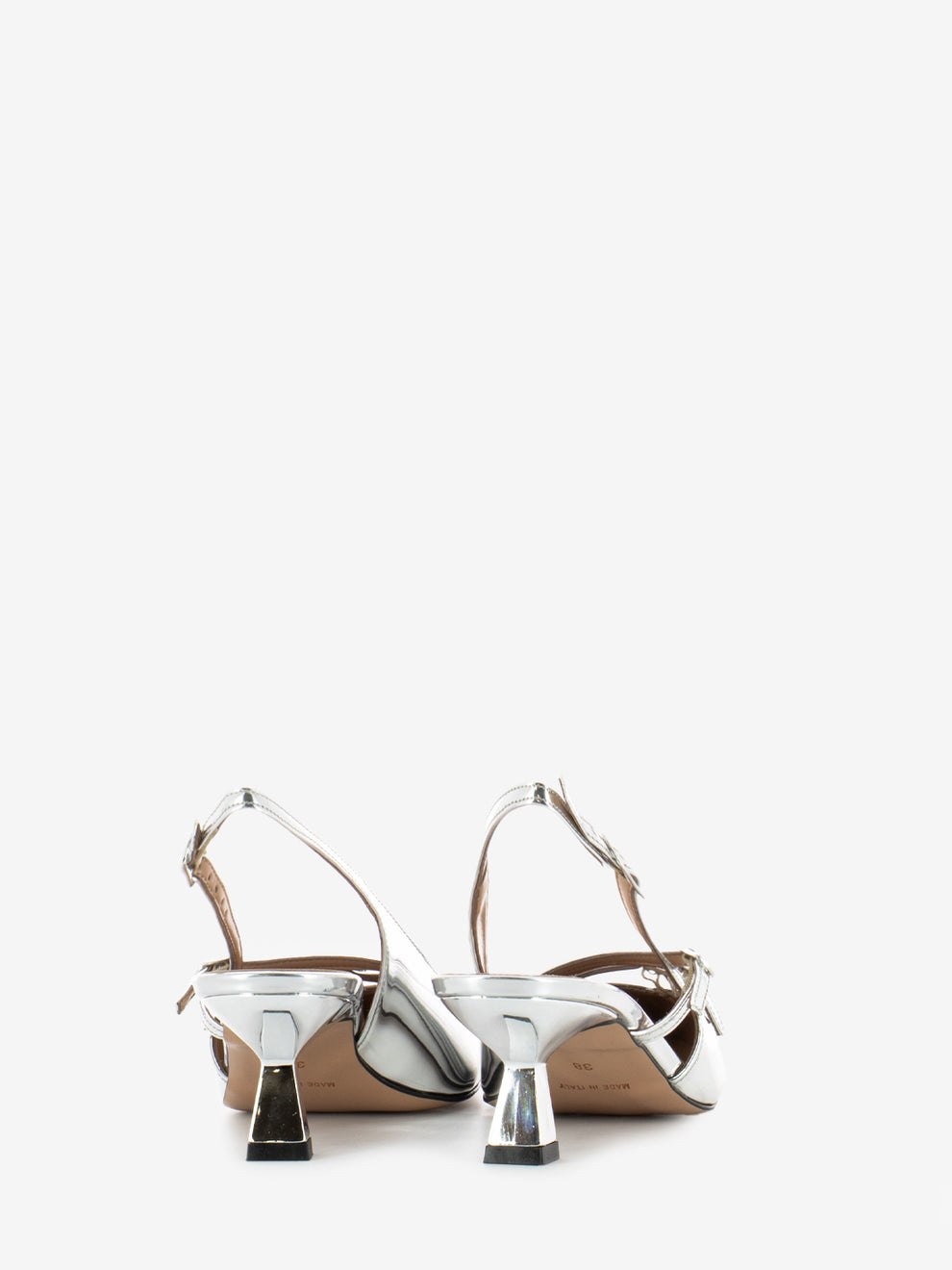 Slingback con cinturini in vernice argento