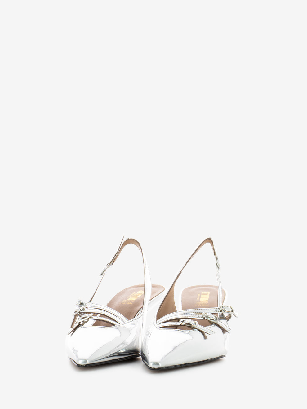Slingback con cinturini in vernice argento