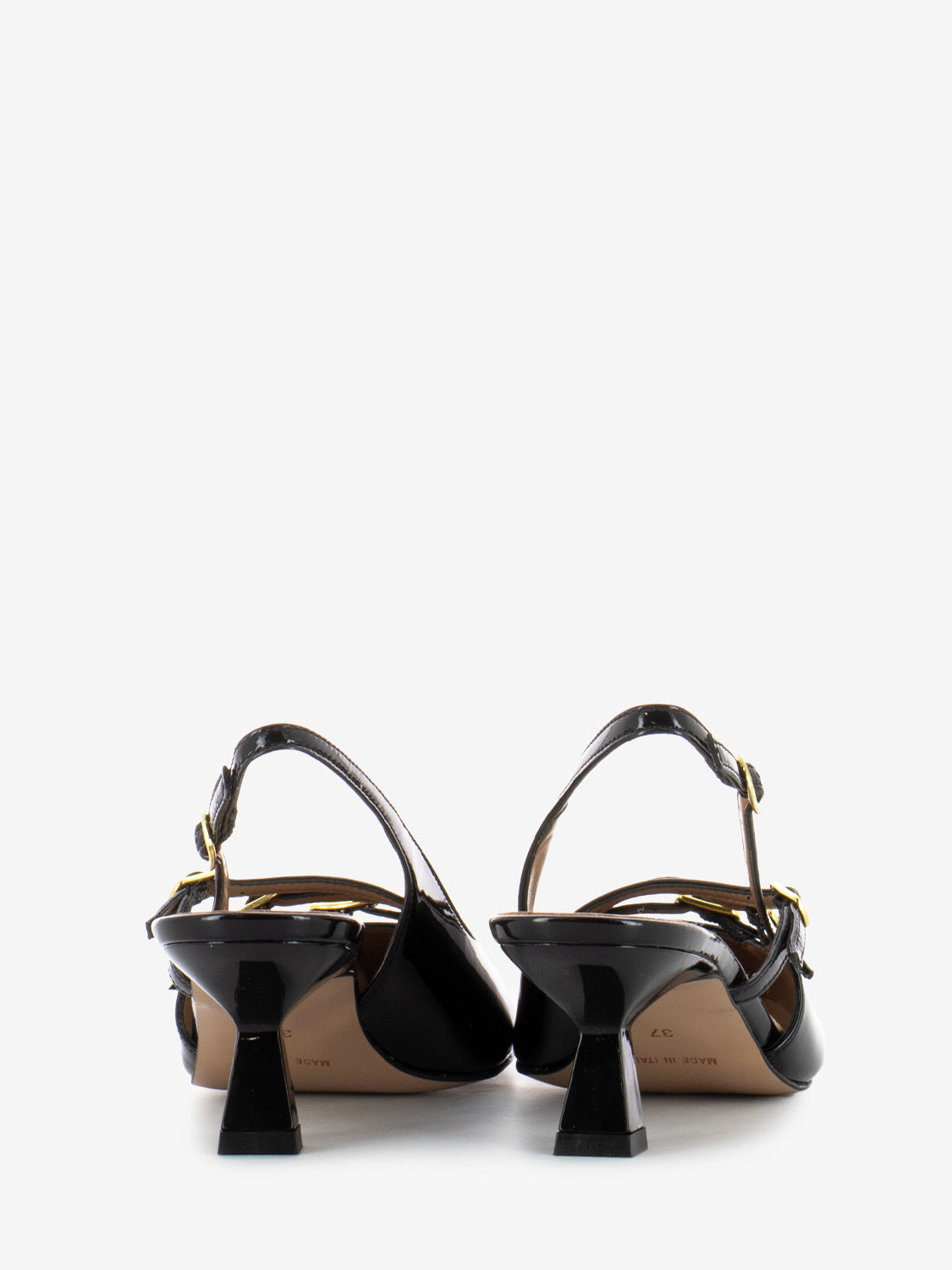 Slingback con cinturini in vernice nero
