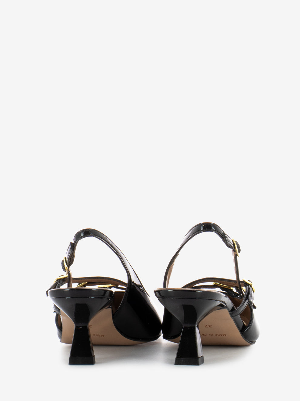 Slingback con cinturini in vernice nero