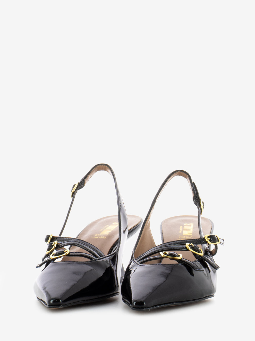 Slingback con cinturini in vernice nero