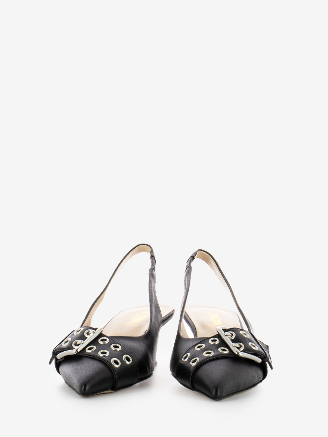 Slingback con fibbia e borchie nero
