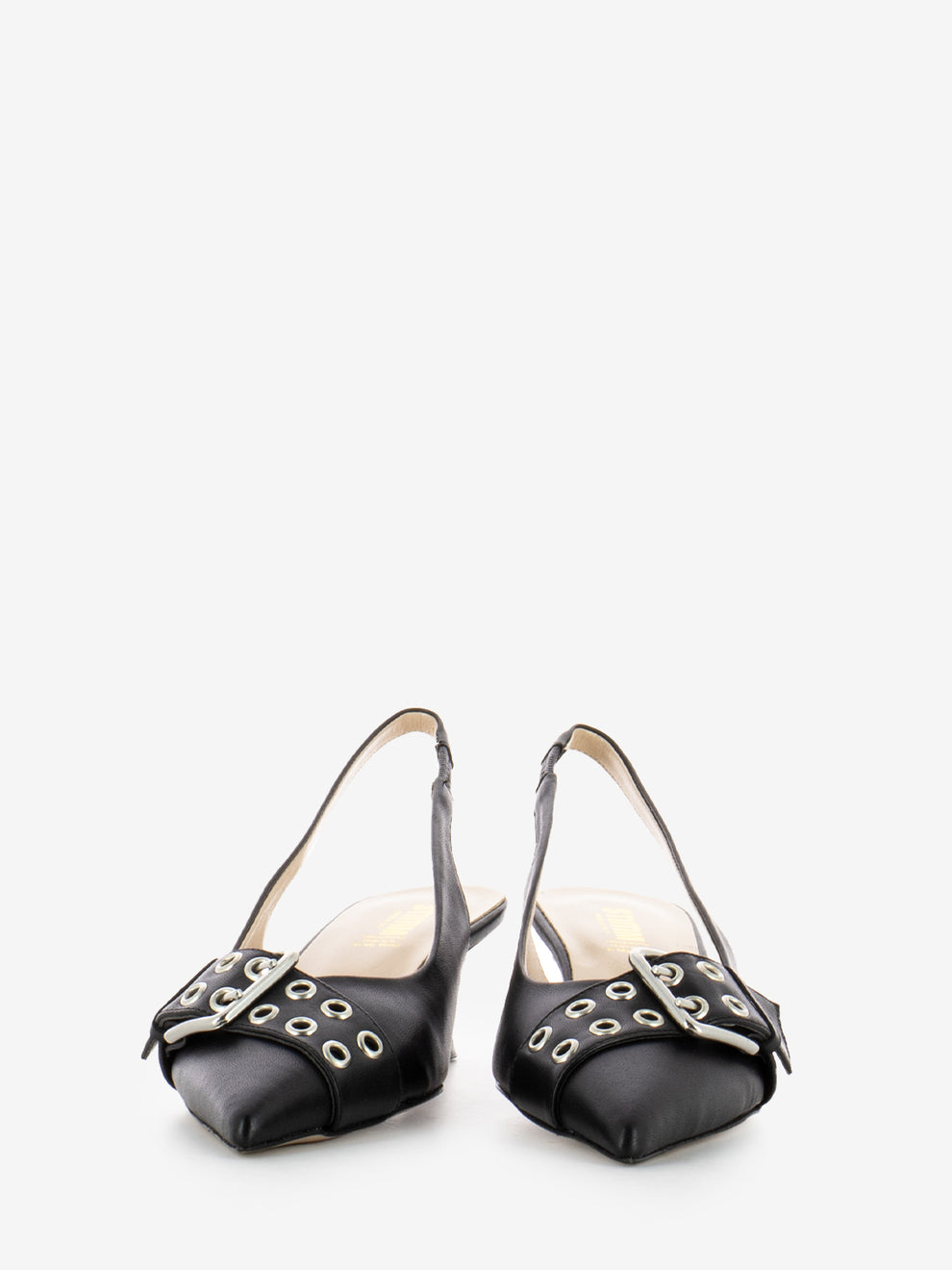 Slingback con fibbia e borchie nero