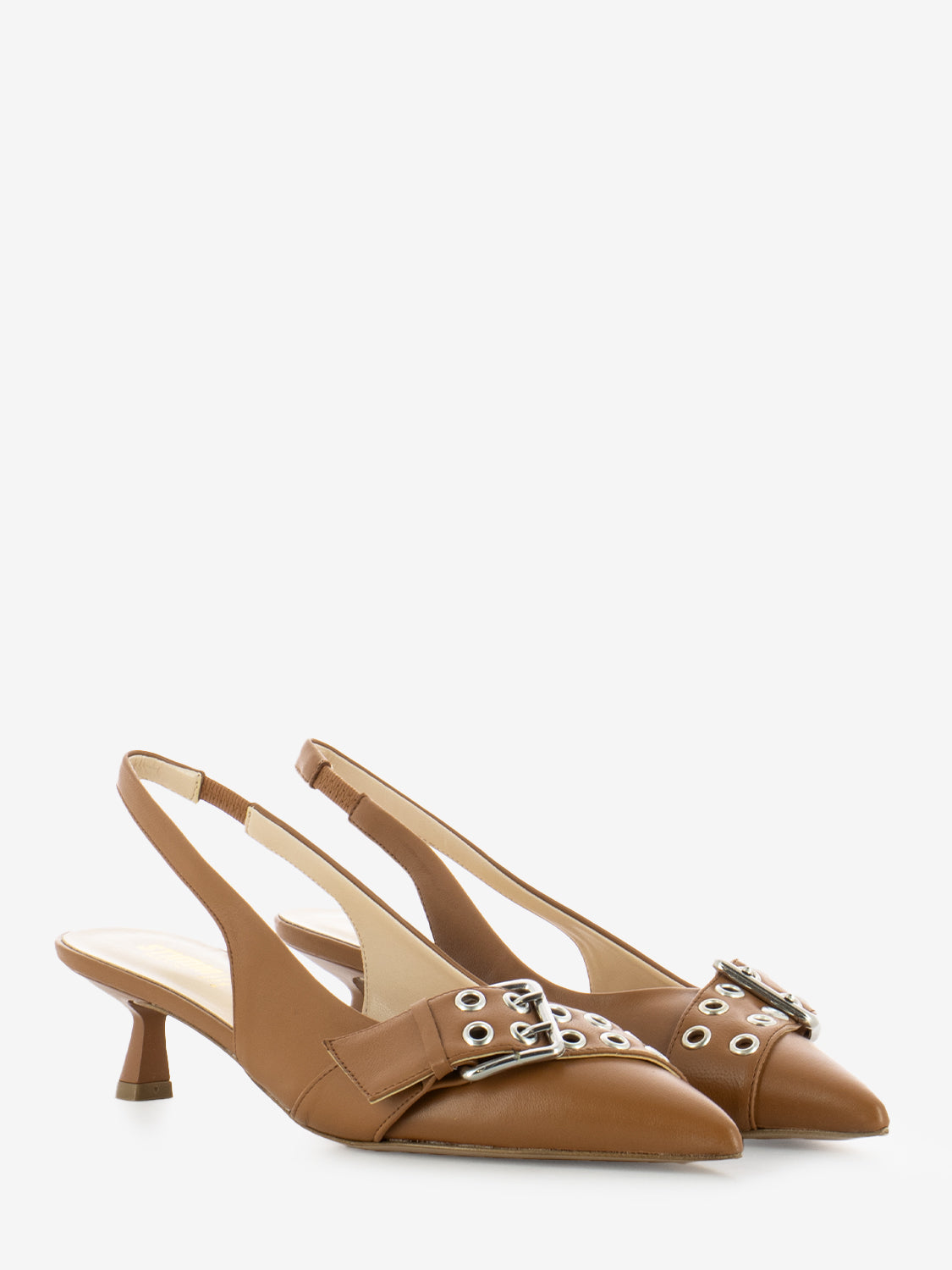 Slingback con fibbia e borchie sella