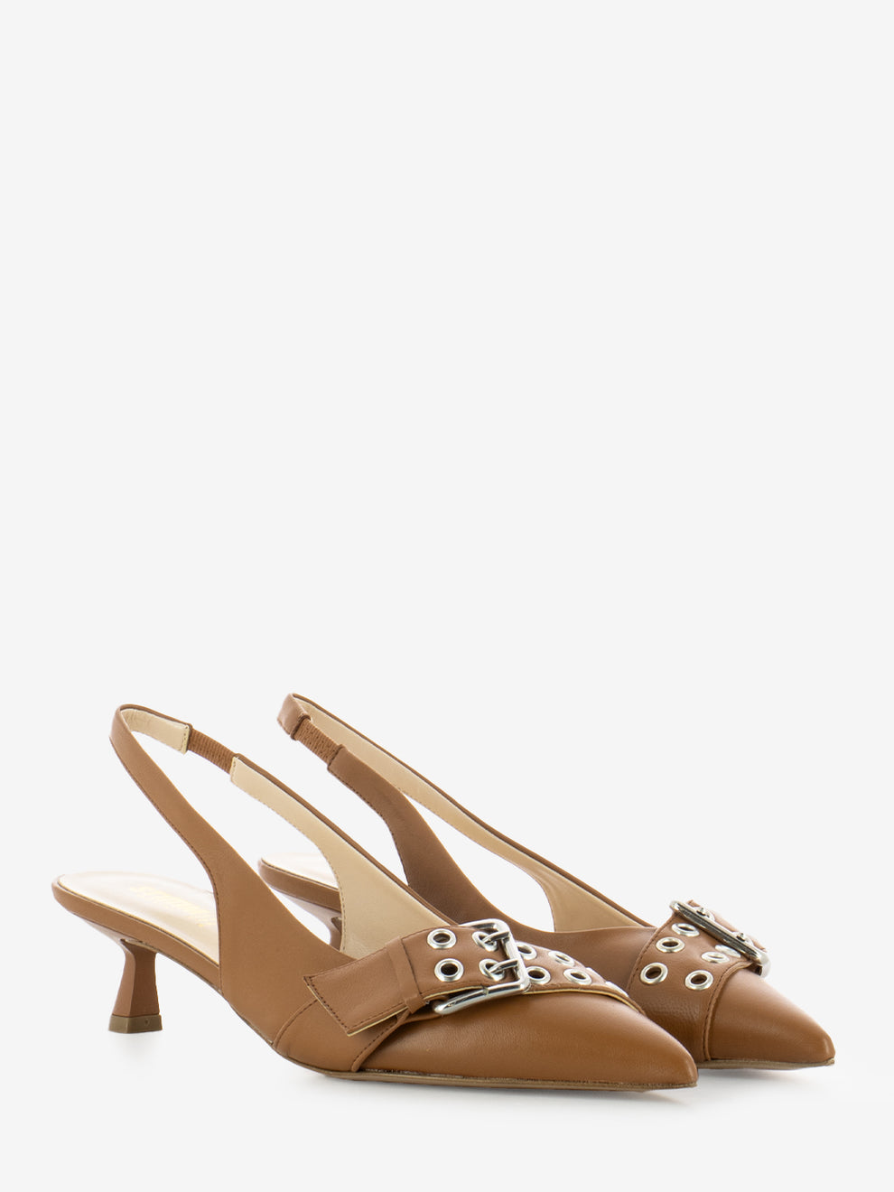 Slingback con fibbia e borchie sella