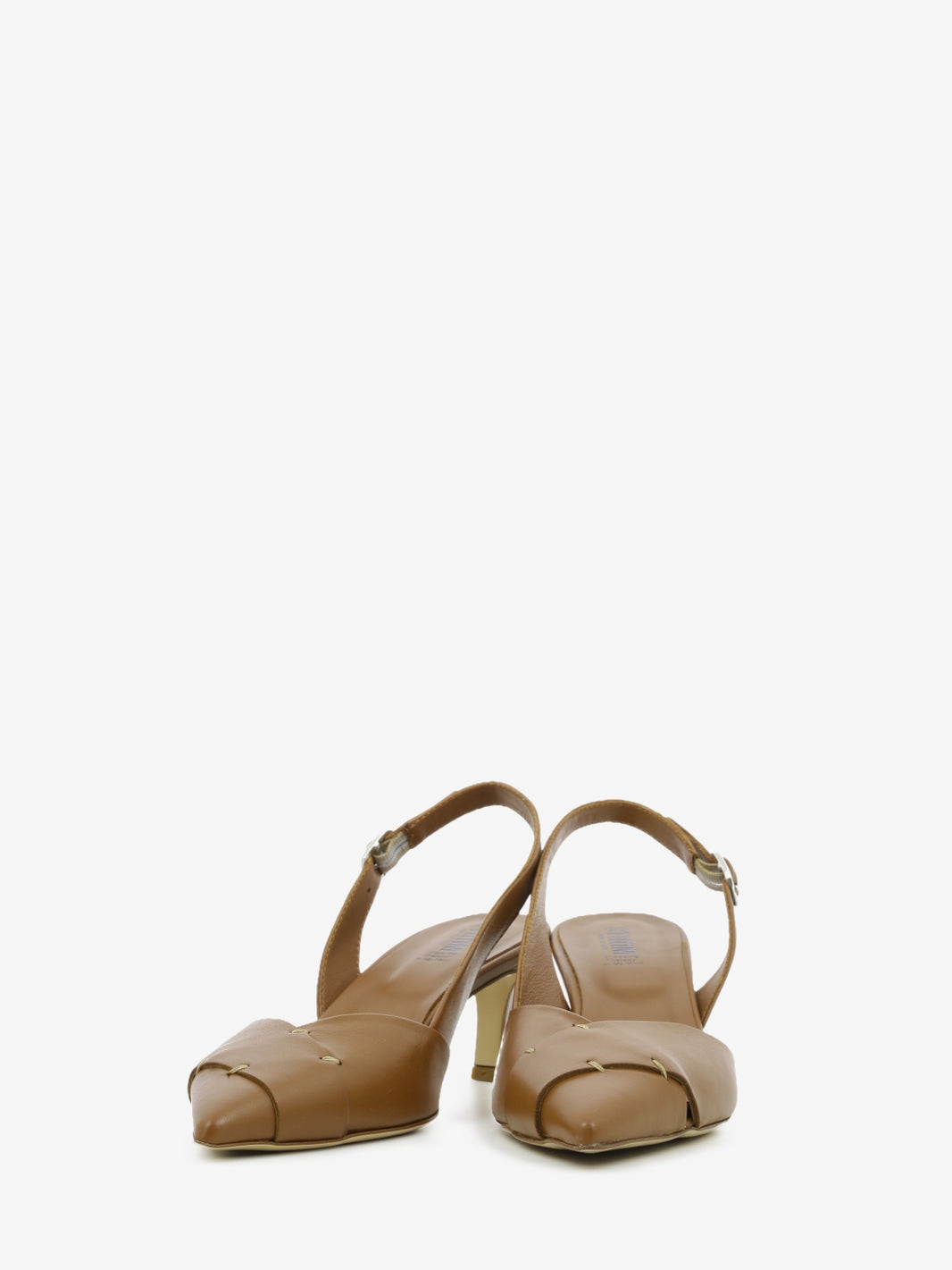 Slingback con tacco in pelle cuoio