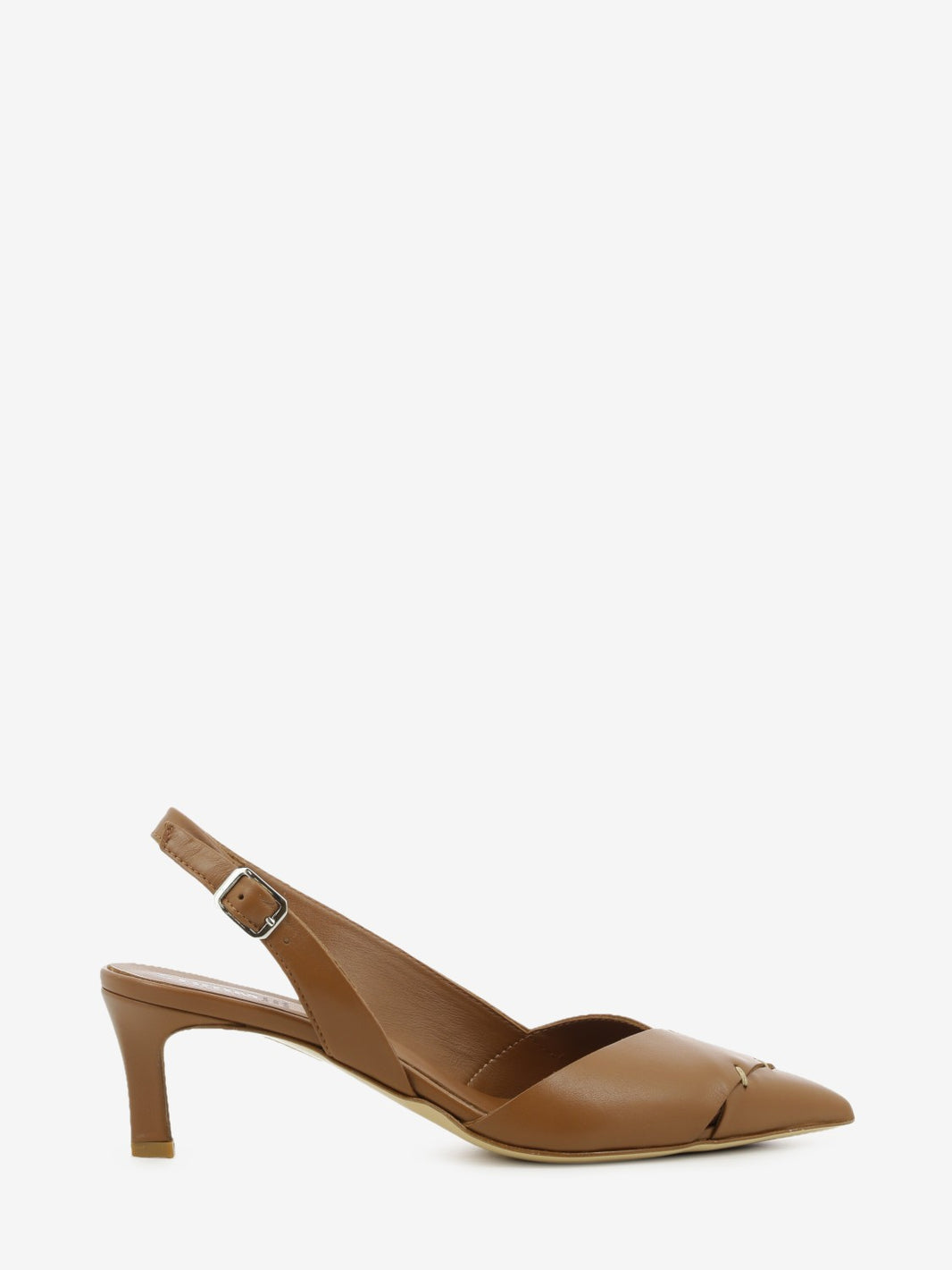 Slingback con tacco in pelle cuoio