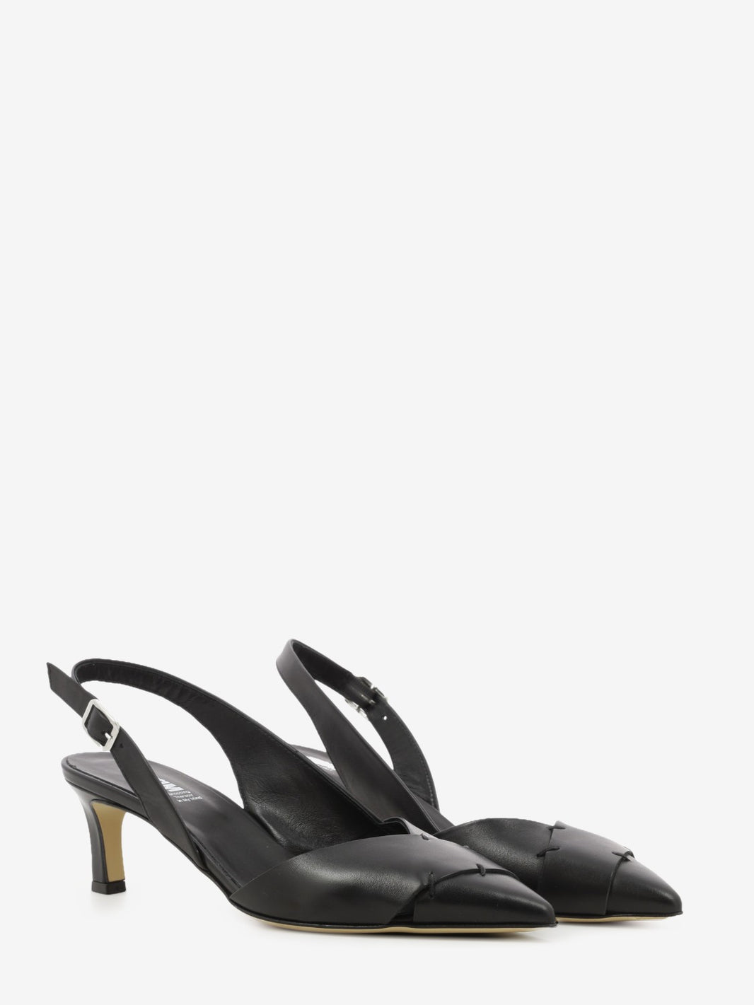 Slingback con tacco in pelle nera
