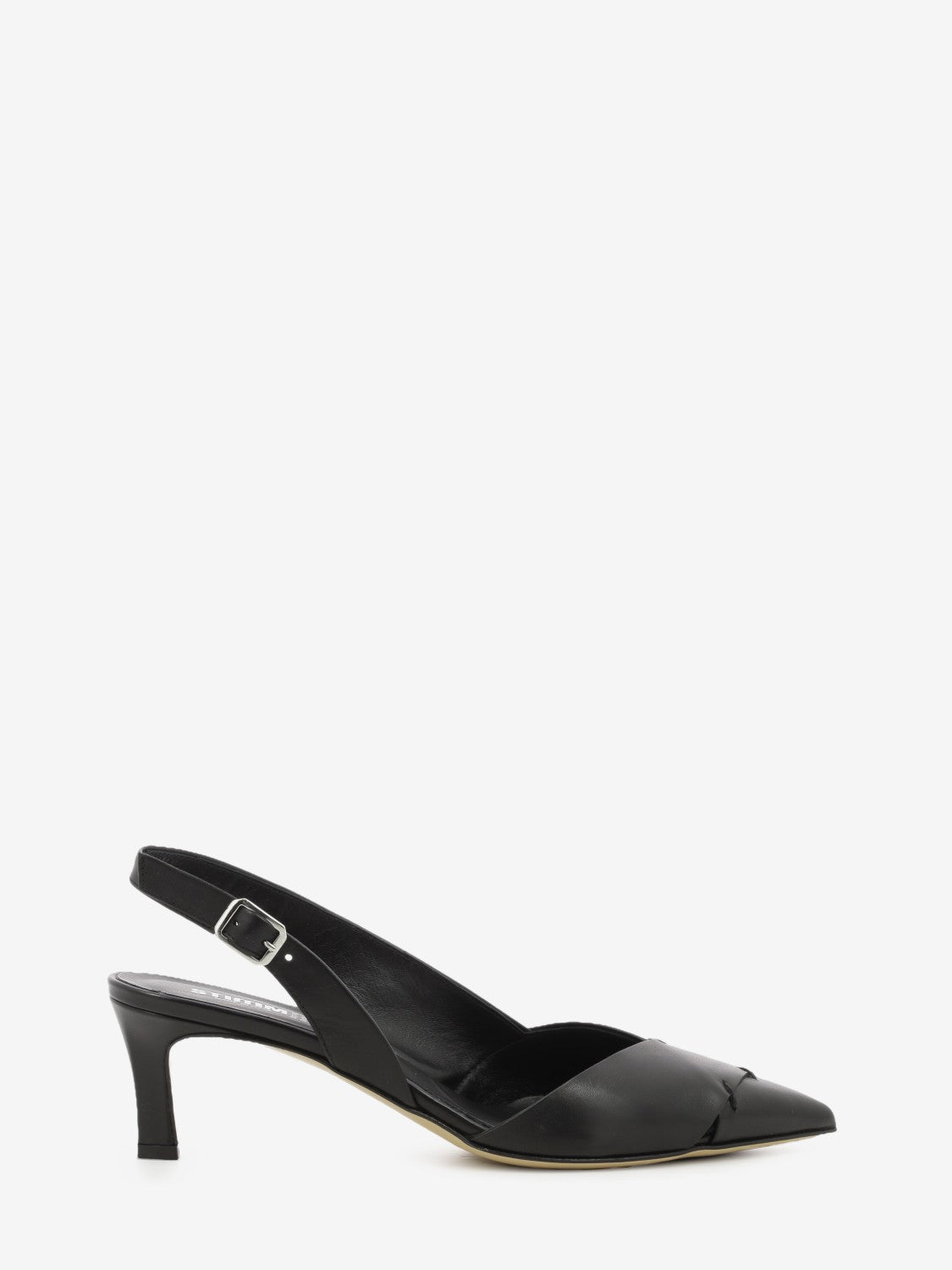 Slingback con tacco in pelle nera