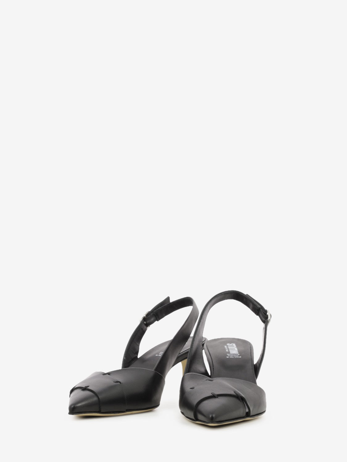 Slingback con tacco in pelle nera