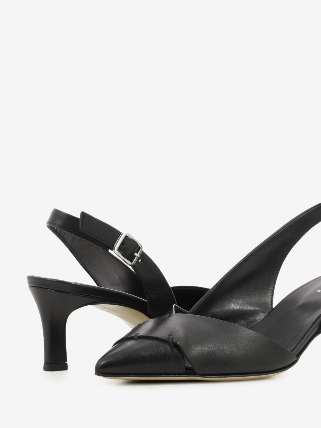 Slingback con tacco in pelle nera